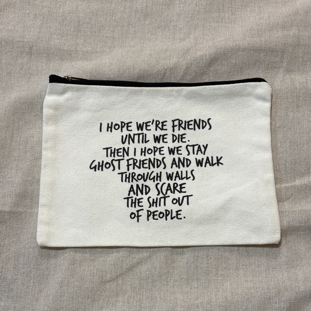 Funny Friends Bag, Makeup/Cosmetic Bag, Best Friends/Ghosts/Cute, 9"x7",‎ NEW